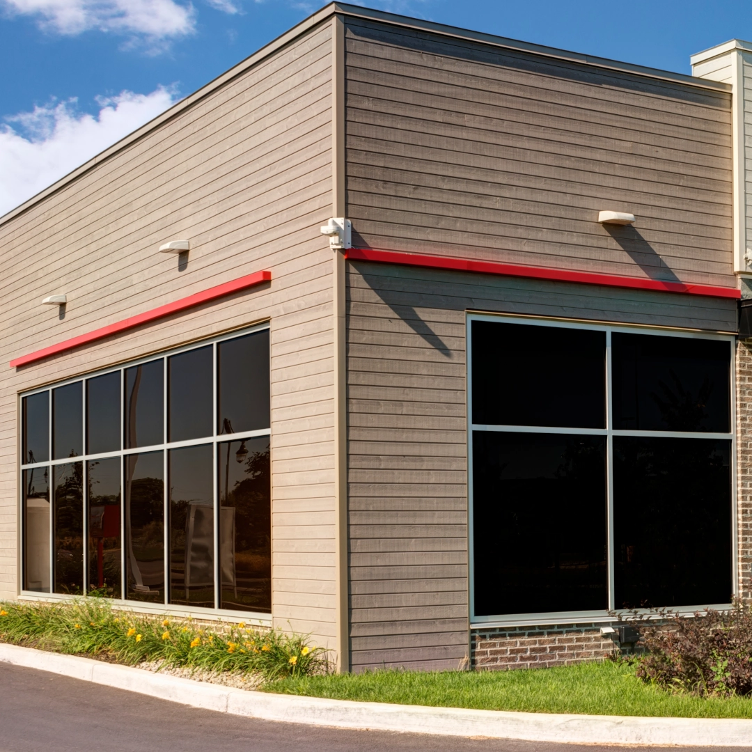 A newly tinted commercial storefront