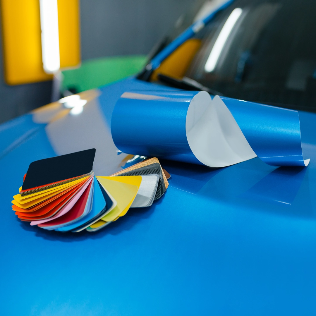 A sample of vinyl vehicle wrap colors