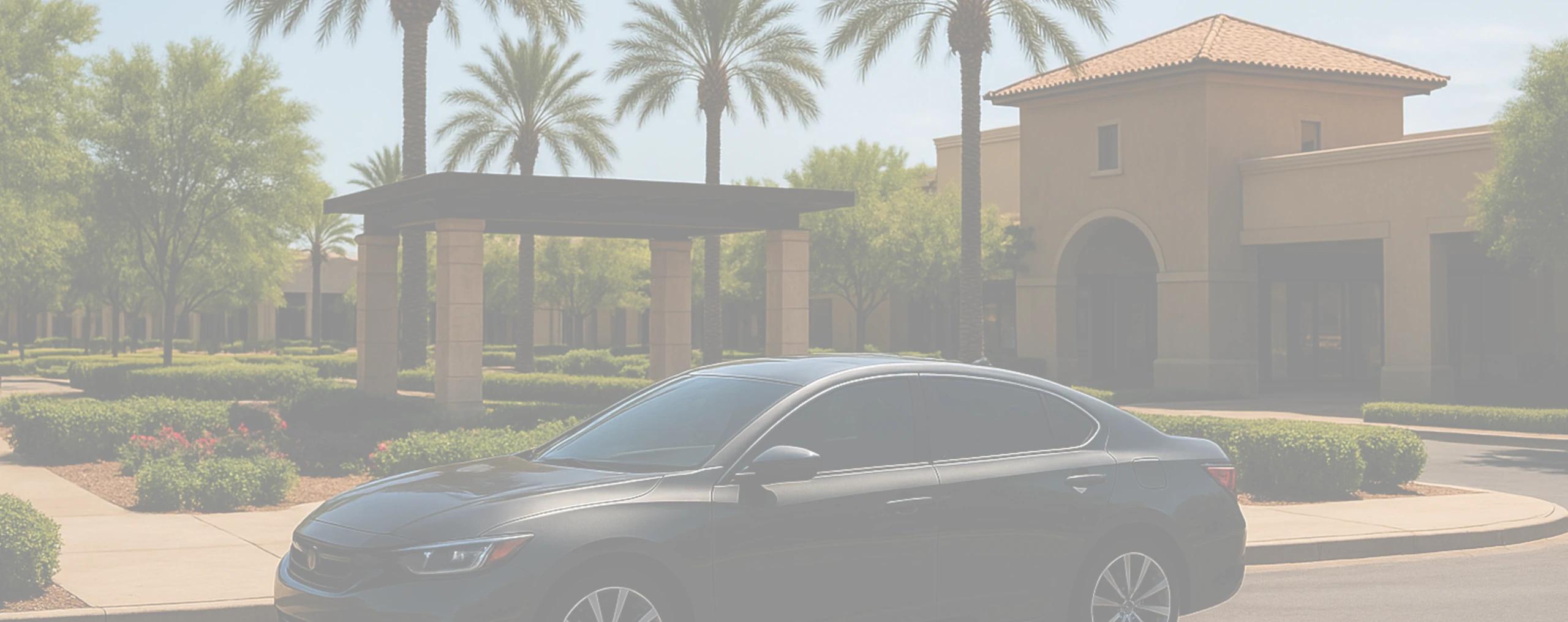 a car in a shopping center