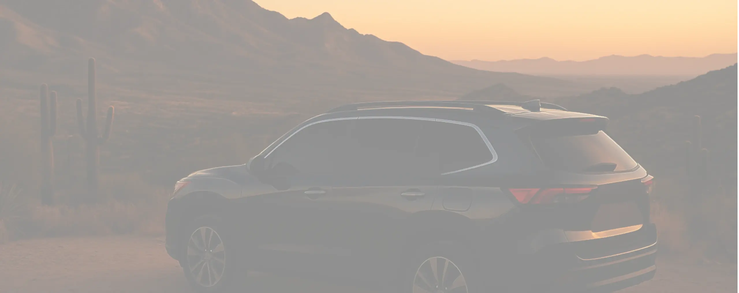 A car facing mountains
